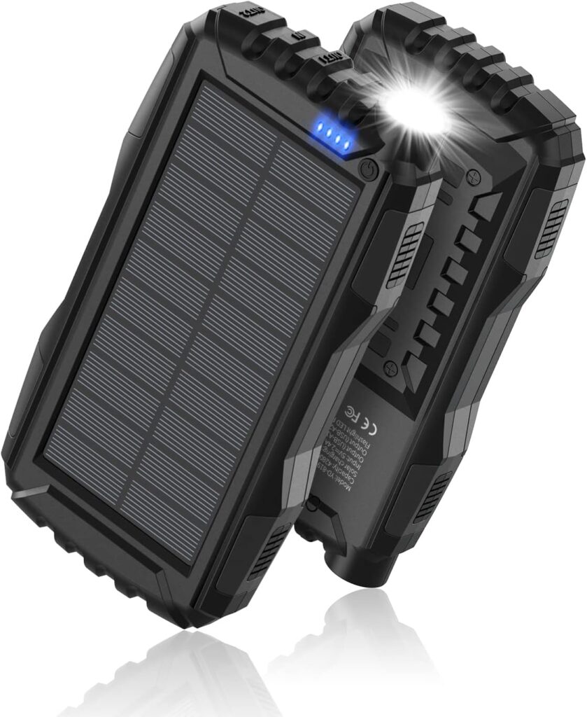 Power-Bank-Solar-Charger - 42800mAh Portable Charger,Solar Power Bank,External Battery Pack 5V3.1A Qc 3.0 Fast Charger Built-in Super Bright Flashlight (Orange)